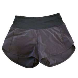 Lululemon Size 4 Run Speed Shorts – Black Waistband Zip Pocket